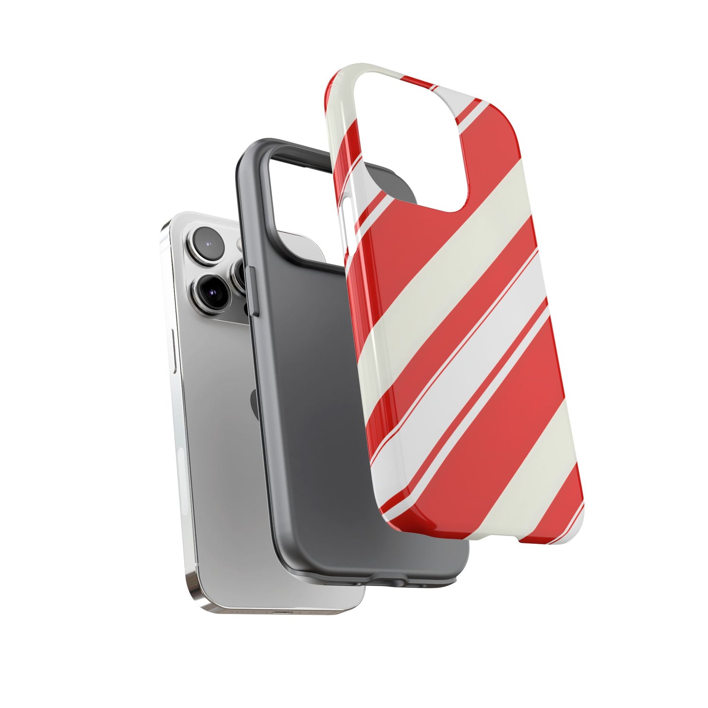 Crimson Holiday Stripes – Tough Glossy iPhone Case