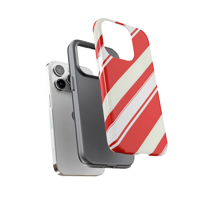 Crimson Holiday Stripes – Tough Glossy iPhone Case