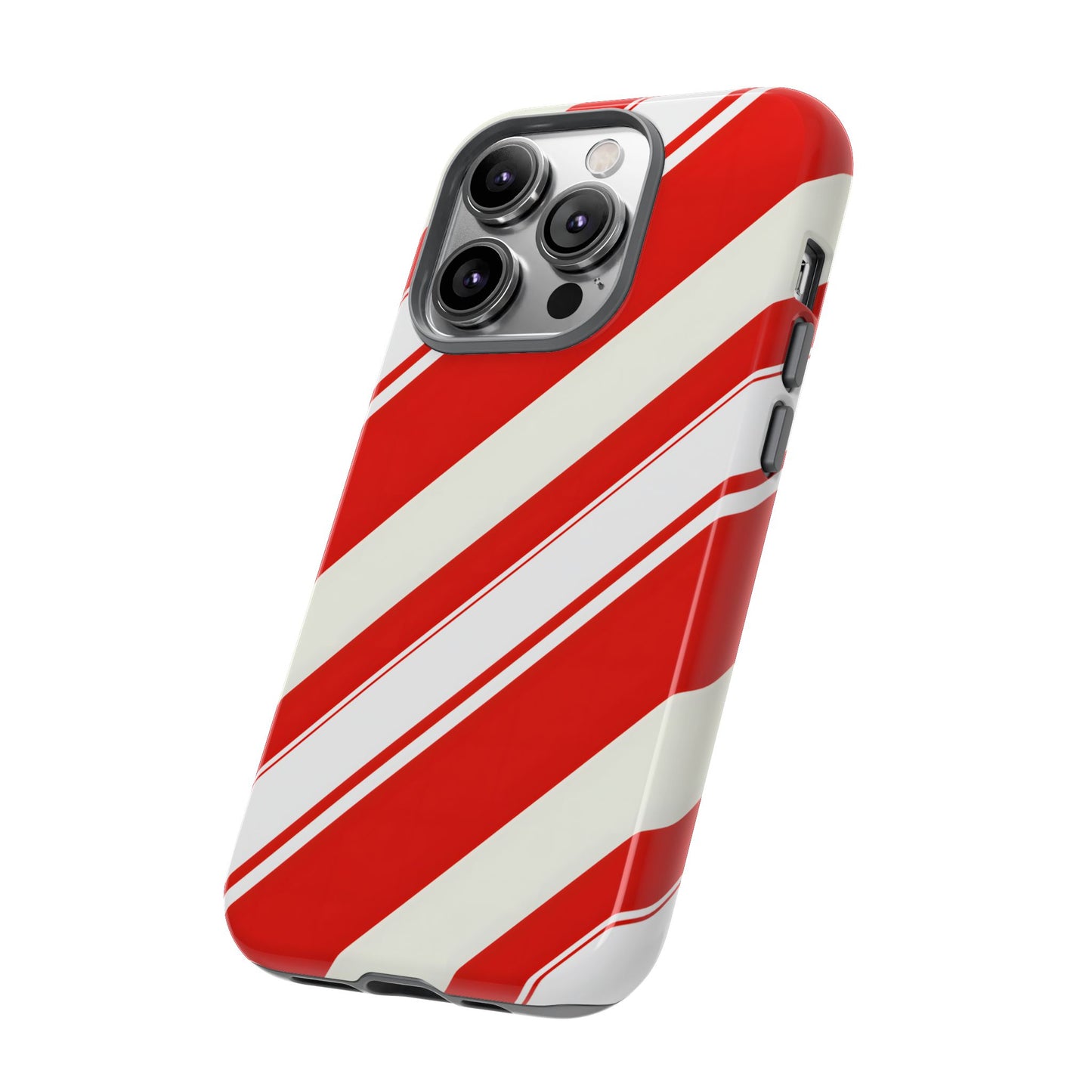 Crimson Holiday Stripes – Tough Glossy iPhone Case