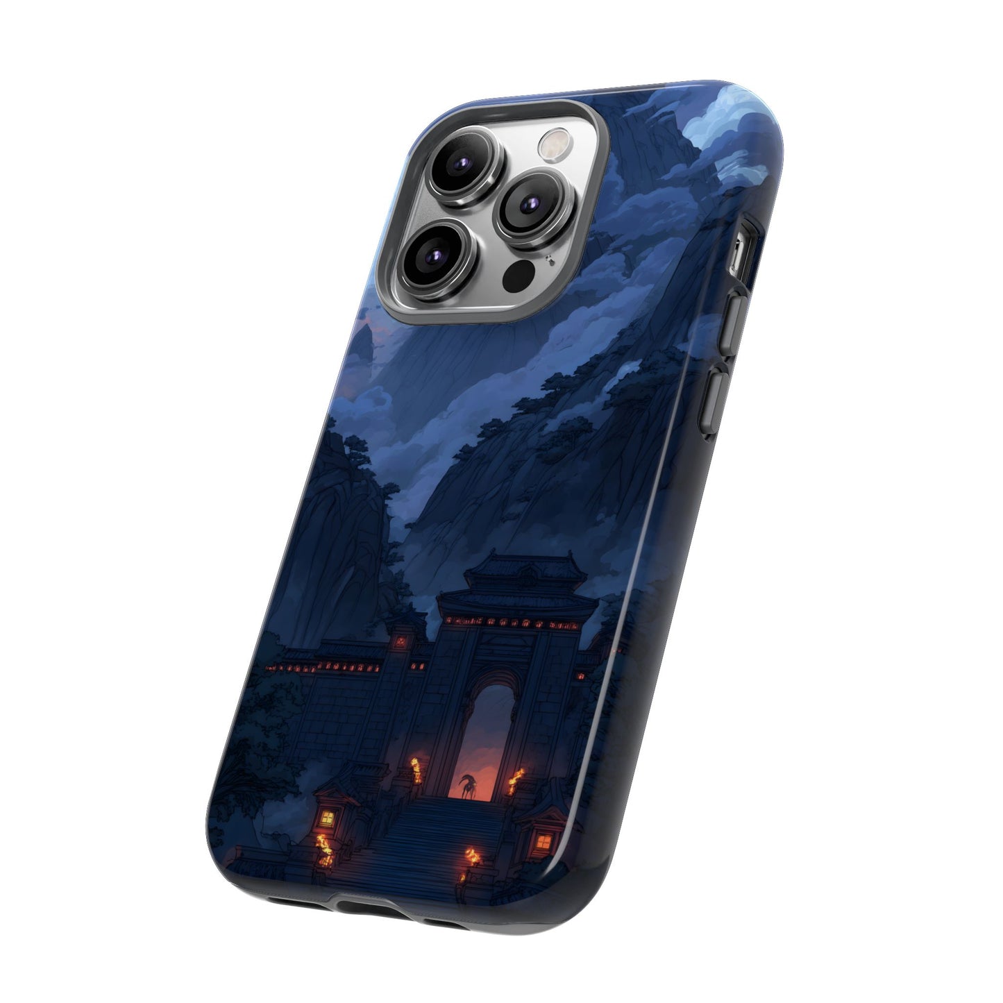 🌲 Mountain Fortress – Tough Glossy iPhone Case