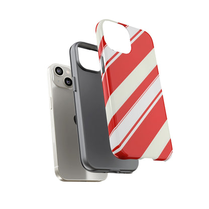 Crimson Holiday Stripes – Tough Glossy iPhone Case