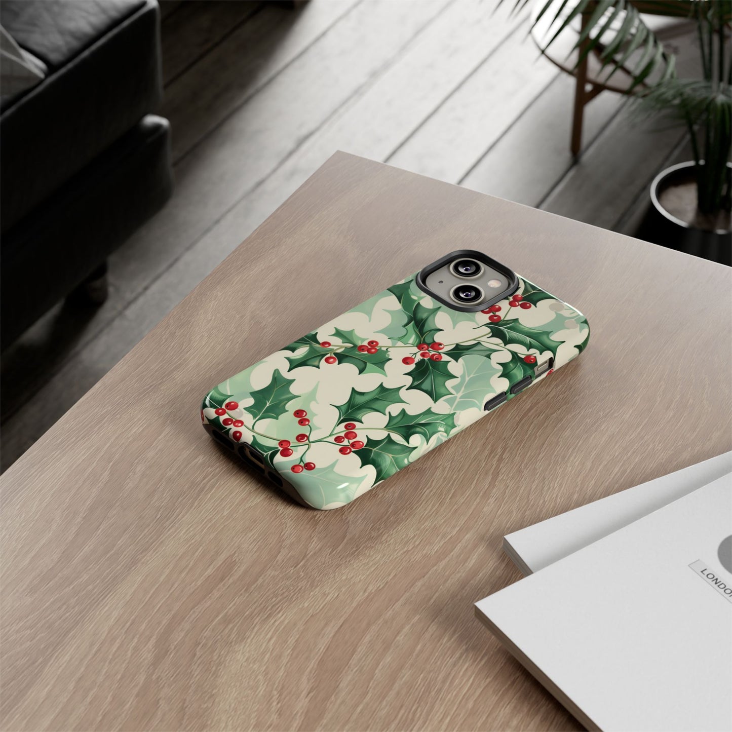 Winter Holly Charm – Tough Glossy iPhone Case