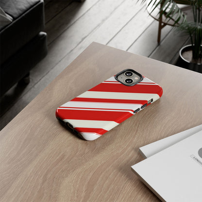 Crimson Holiday Stripes – Tough Glossy iPhone Case
