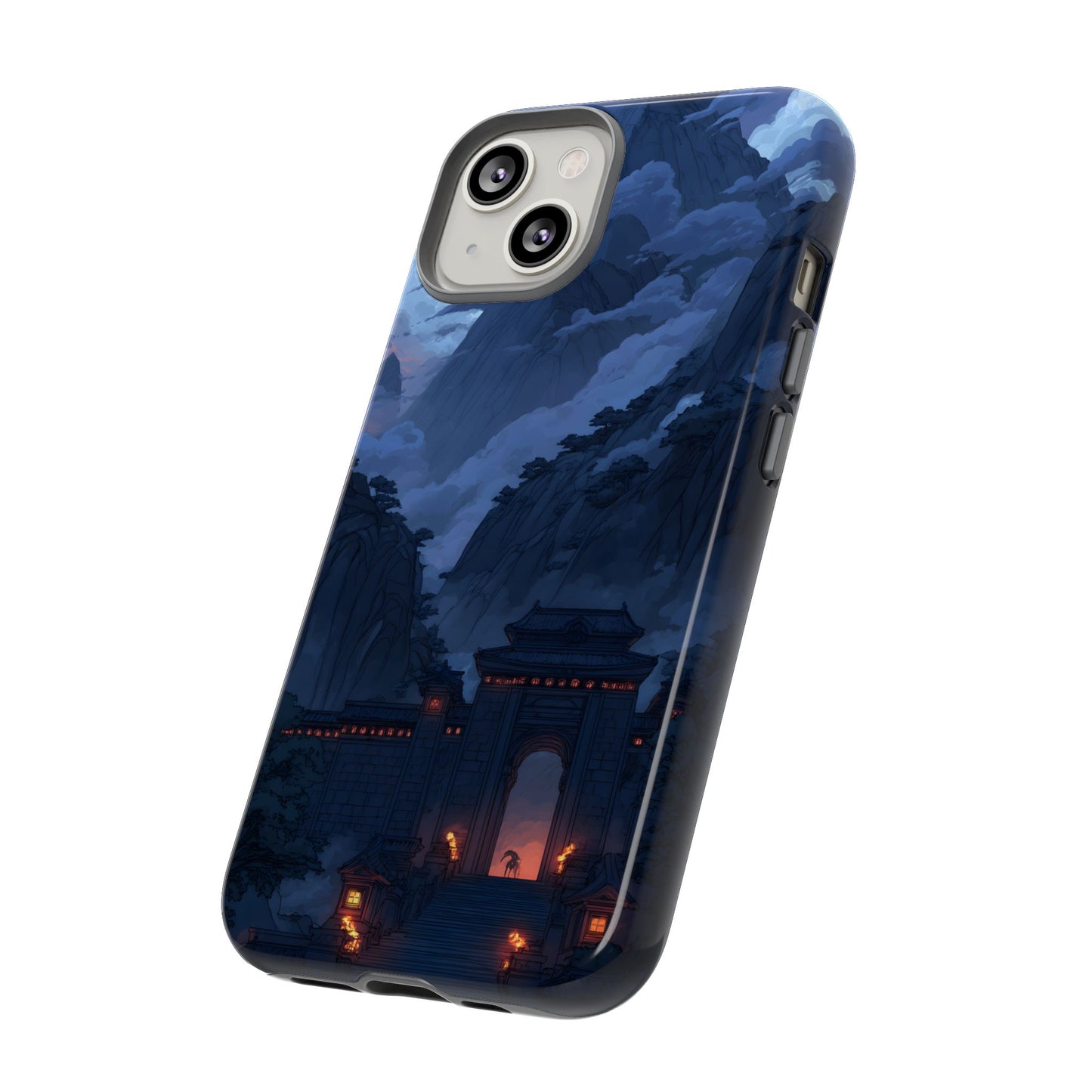 🌲 Mountain Fortress – Tough Glossy iPhone Case