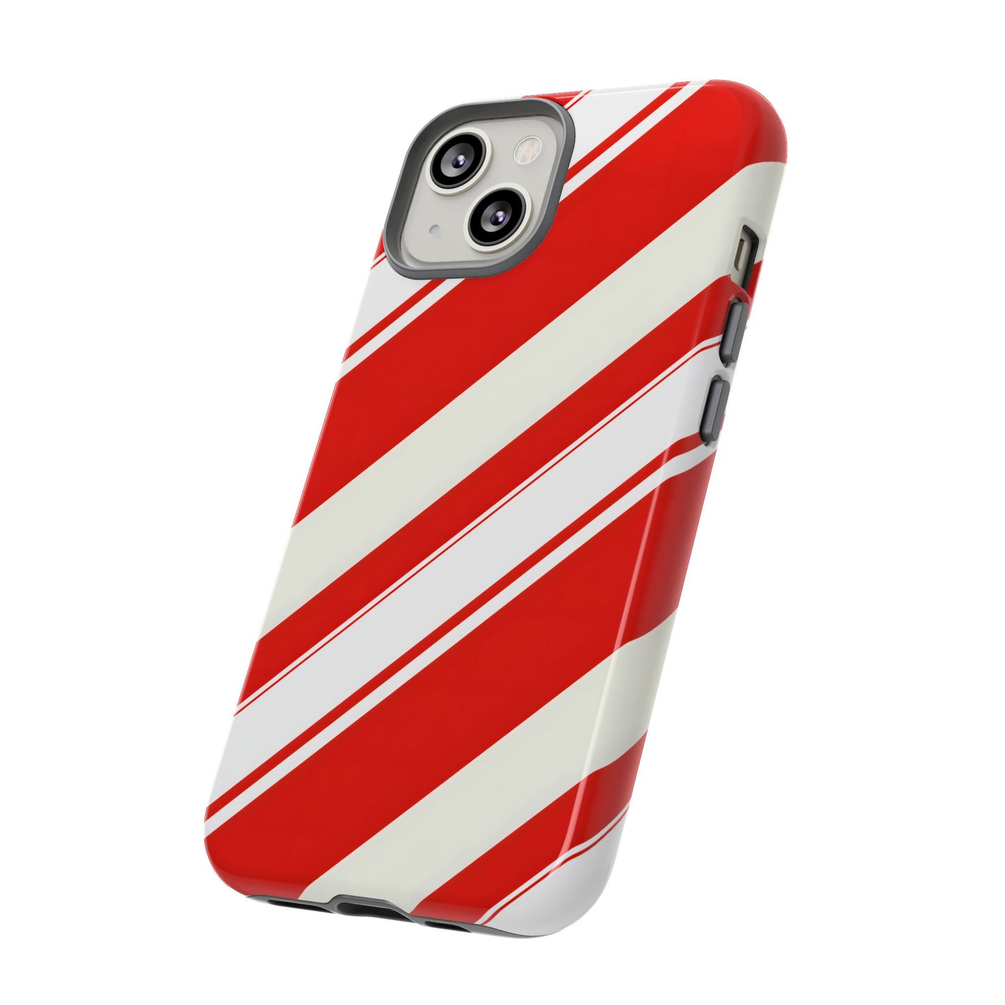 Crimson Holiday Stripes – Tough Glossy iPhone Case