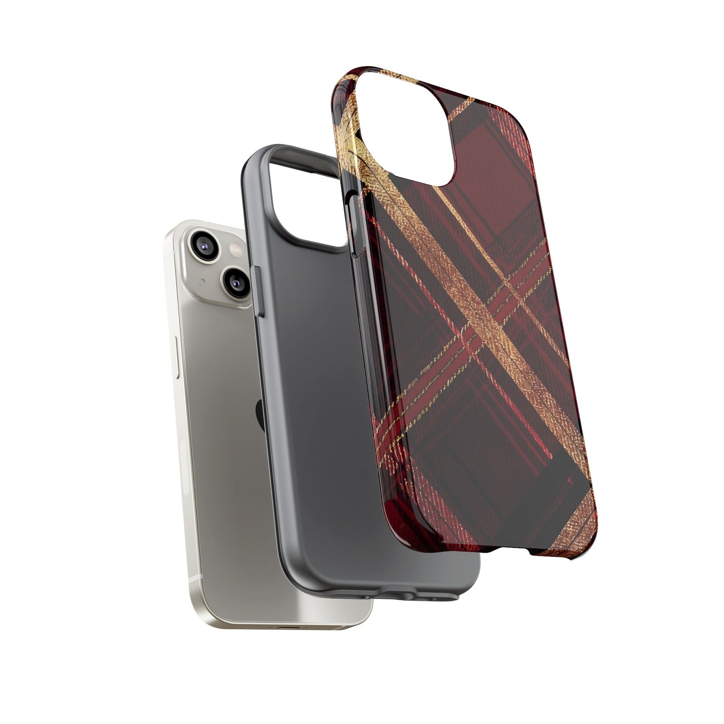 Crimson Luxe Plaid – Tough Glossy iPhone Case