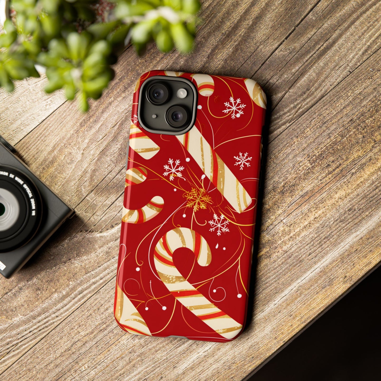 Golden Candy Cane Luxe – Tough Glossy iPhone Case