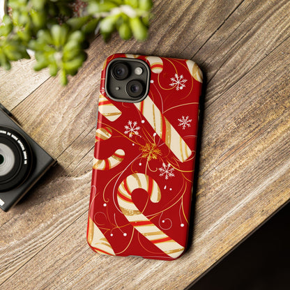 Golden Candy Cane Luxe – Tough Glossy iPhone Case