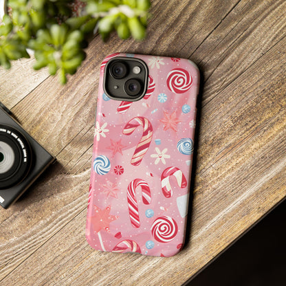 Candy Cane Swirl – Tough Glossy iPhone Case