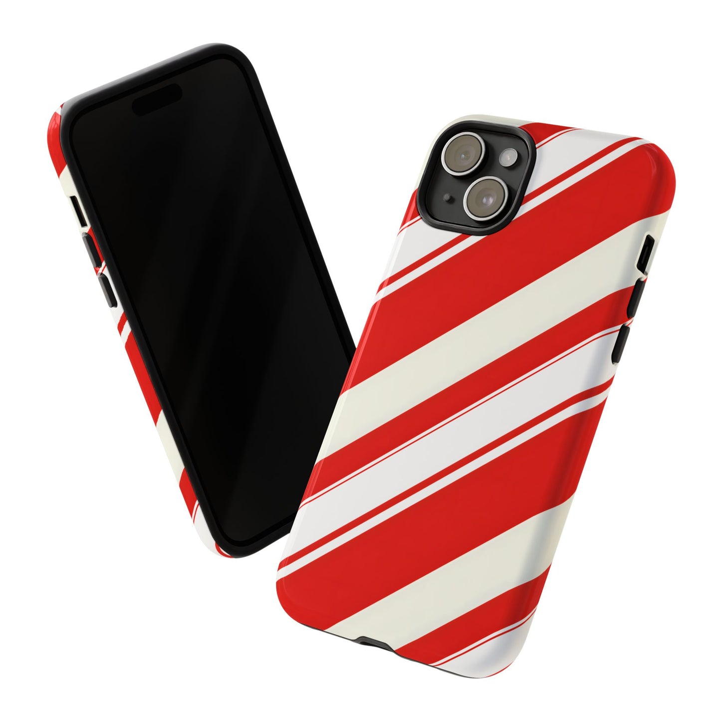 Crimson Holiday Stripes – Tough Glossy iPhone Case