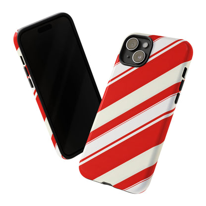 Crimson Holiday Stripes – Tough Glossy iPhone Case