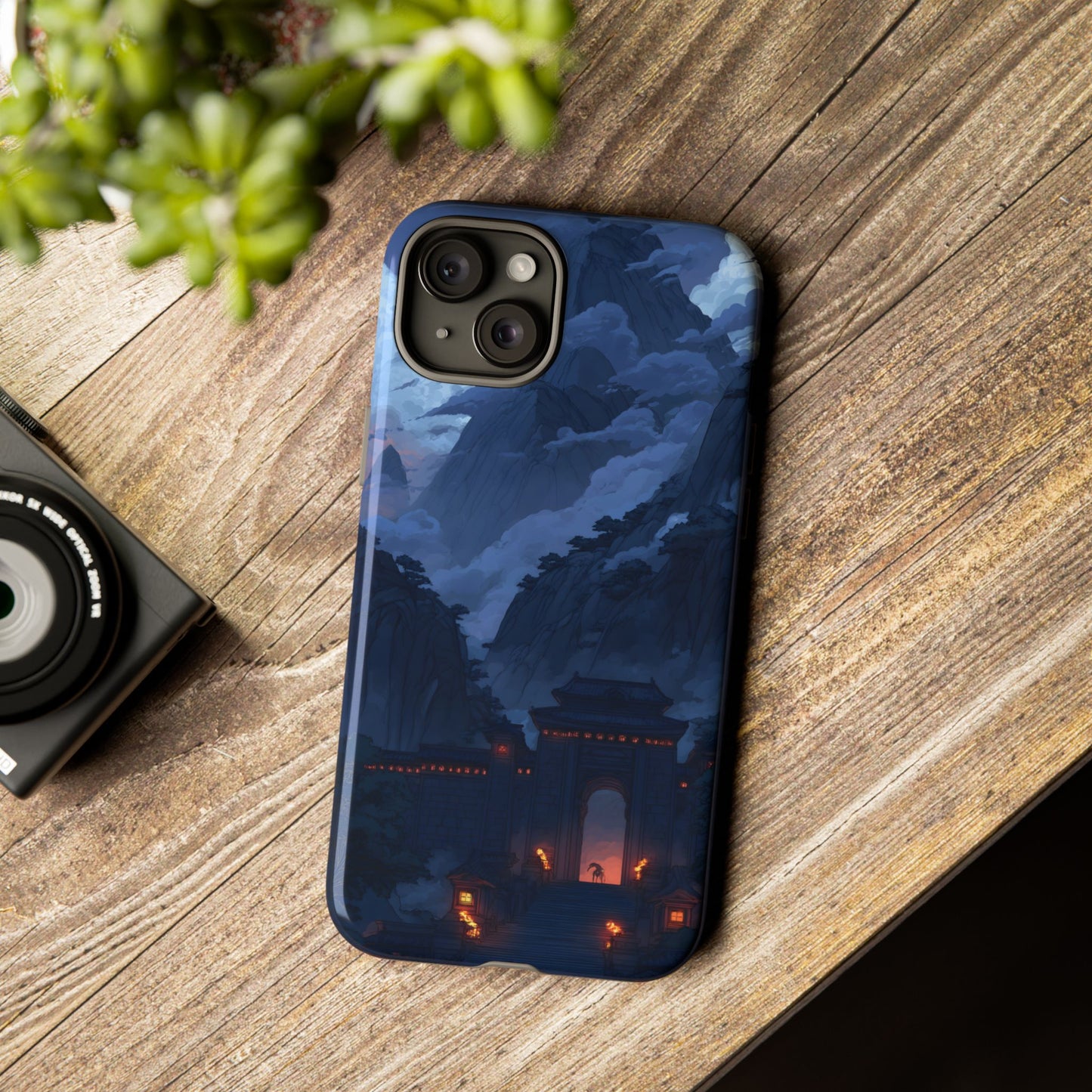 🌲 Mountain Fortress – Tough Glossy iPhone Case