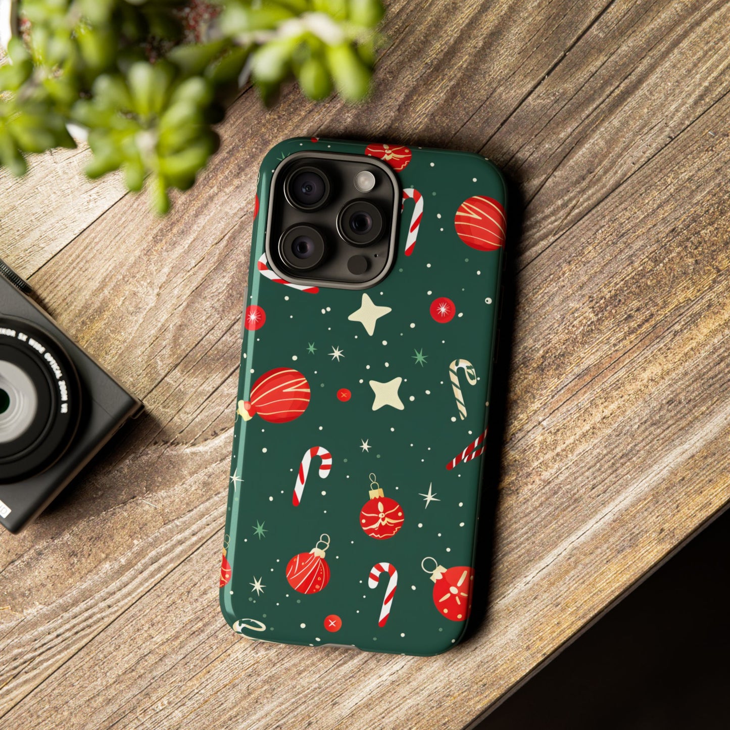 Festive Ornament Scatter – Tough Glossy iPhone Case