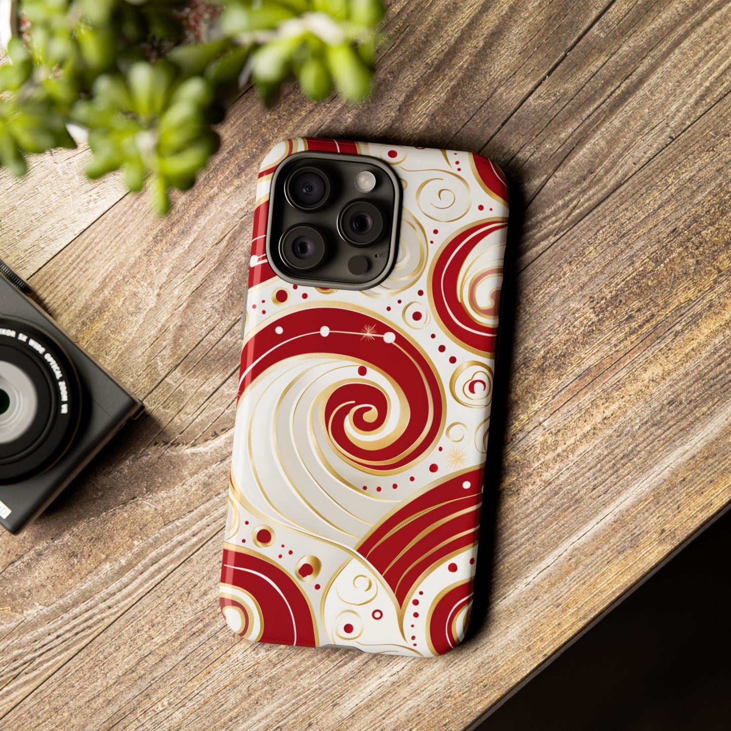 Golden Candy Swirl – Tough Glossy iPhone Case