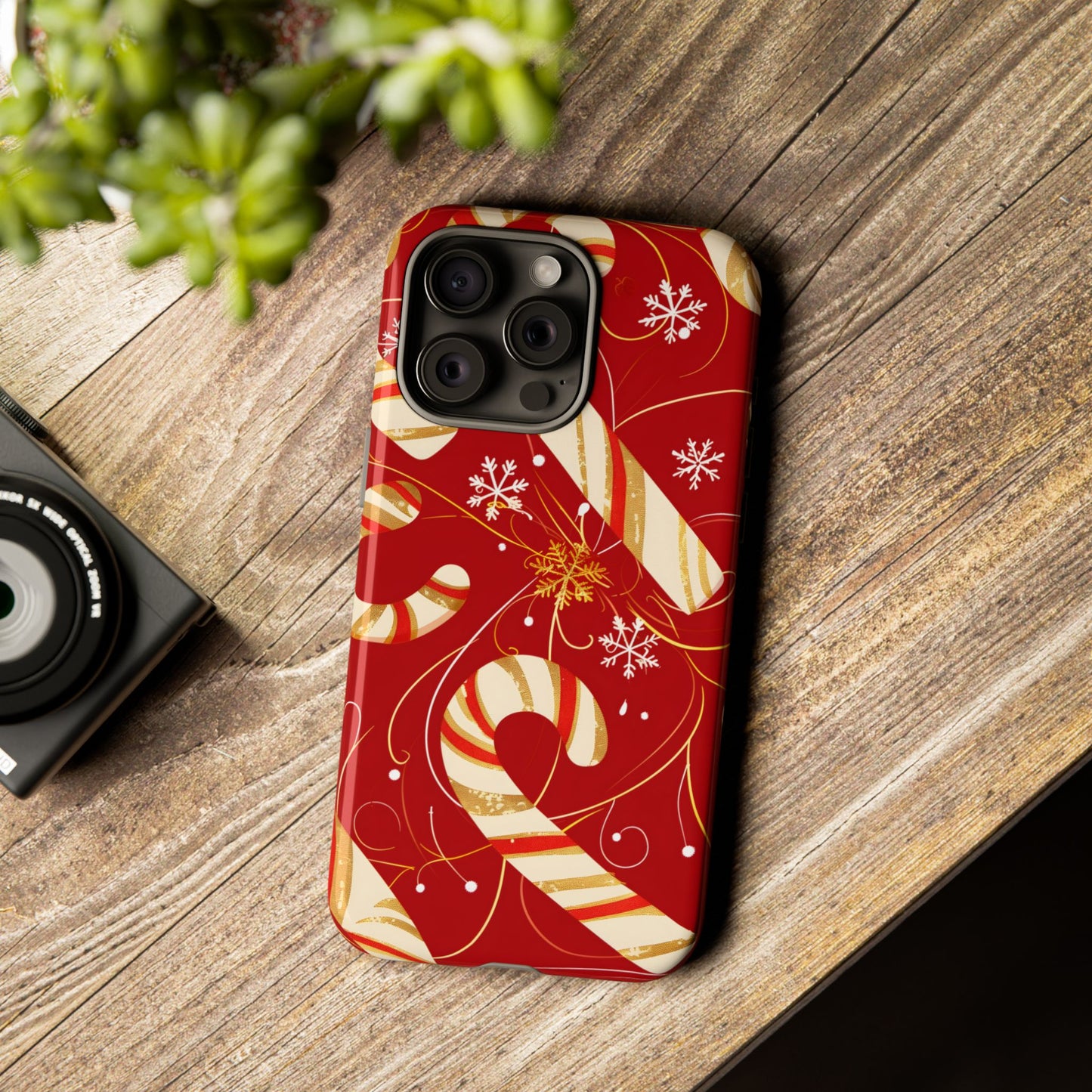 Golden Candy Cane Luxe – Tough Glossy iPhone Case