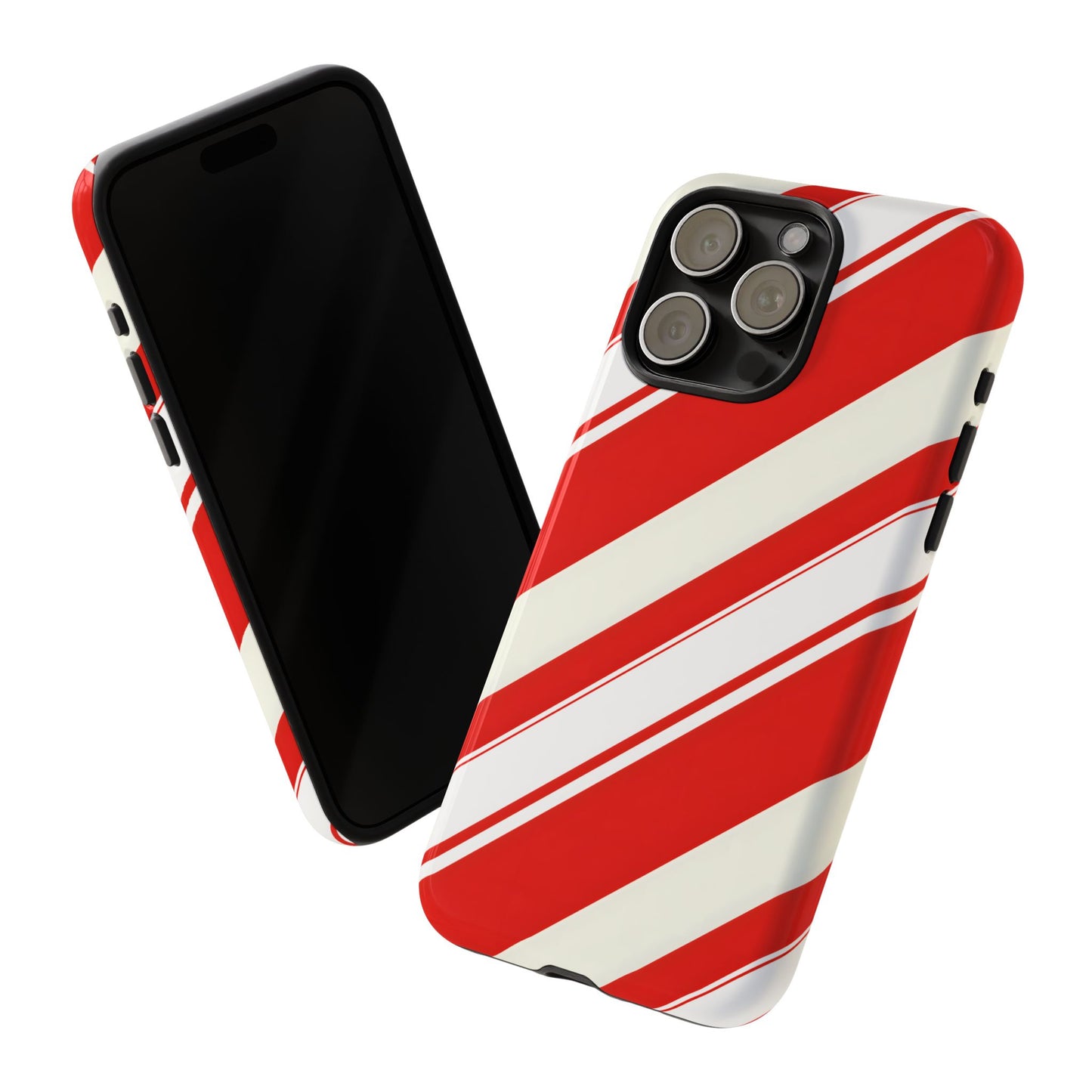 Crimson Holiday Stripes – Tough Glossy iPhone Case