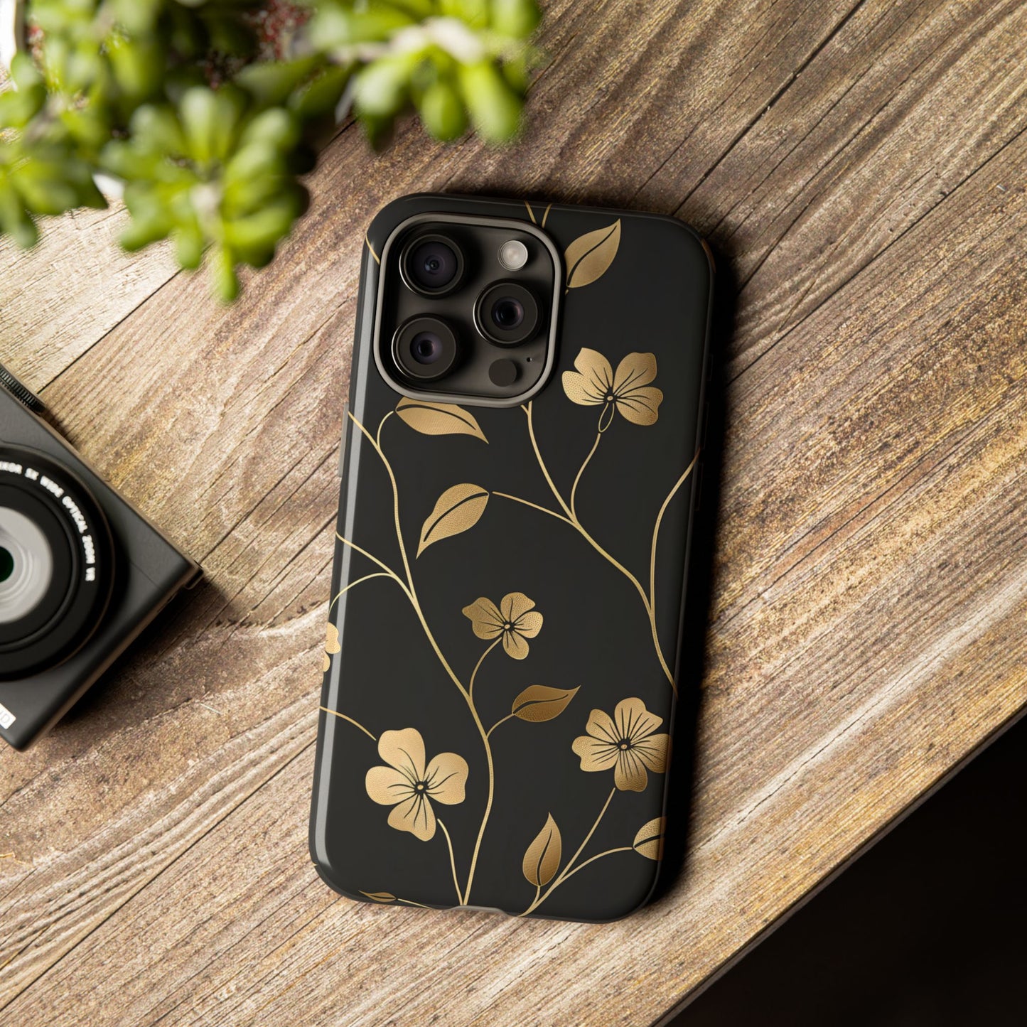 Golden Elegance – Tough Glossy iPhone Case