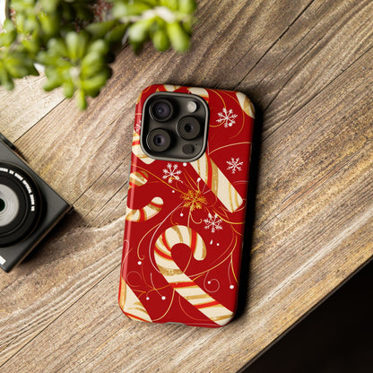 Golden Candy Cane Luxe – Tough Glossy iPhone Case