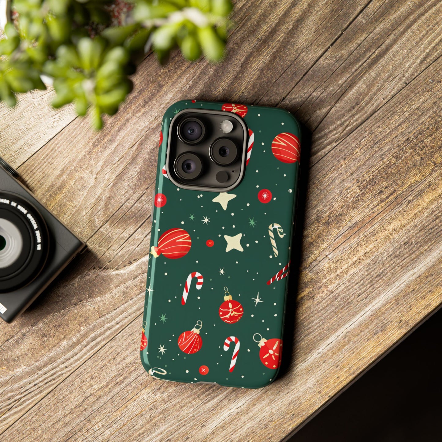 Festive Ornament Scatter – Tough Glossy iPhone Case