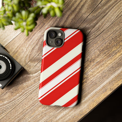Crimson Holiday Stripes – Tough Glossy iPhone Case