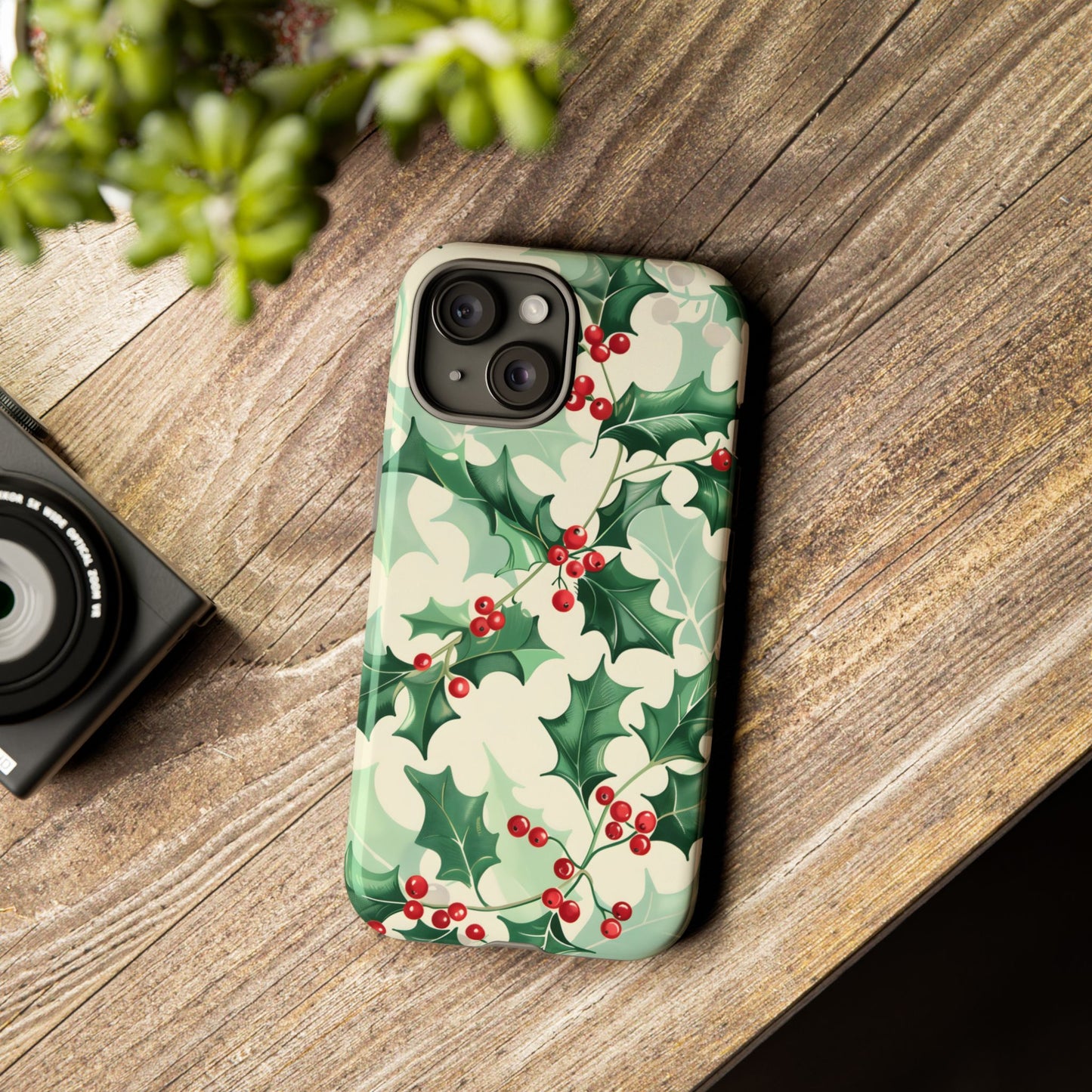 Winter Holly Charm – Tough Glossy iPhone Case