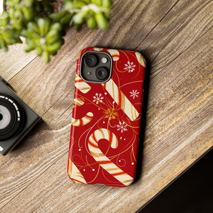 Golden Candy Cane Luxe – Tough Glossy iPhone Case
