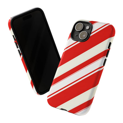 Crimson Holiday Stripes – Tough Glossy iPhone Case