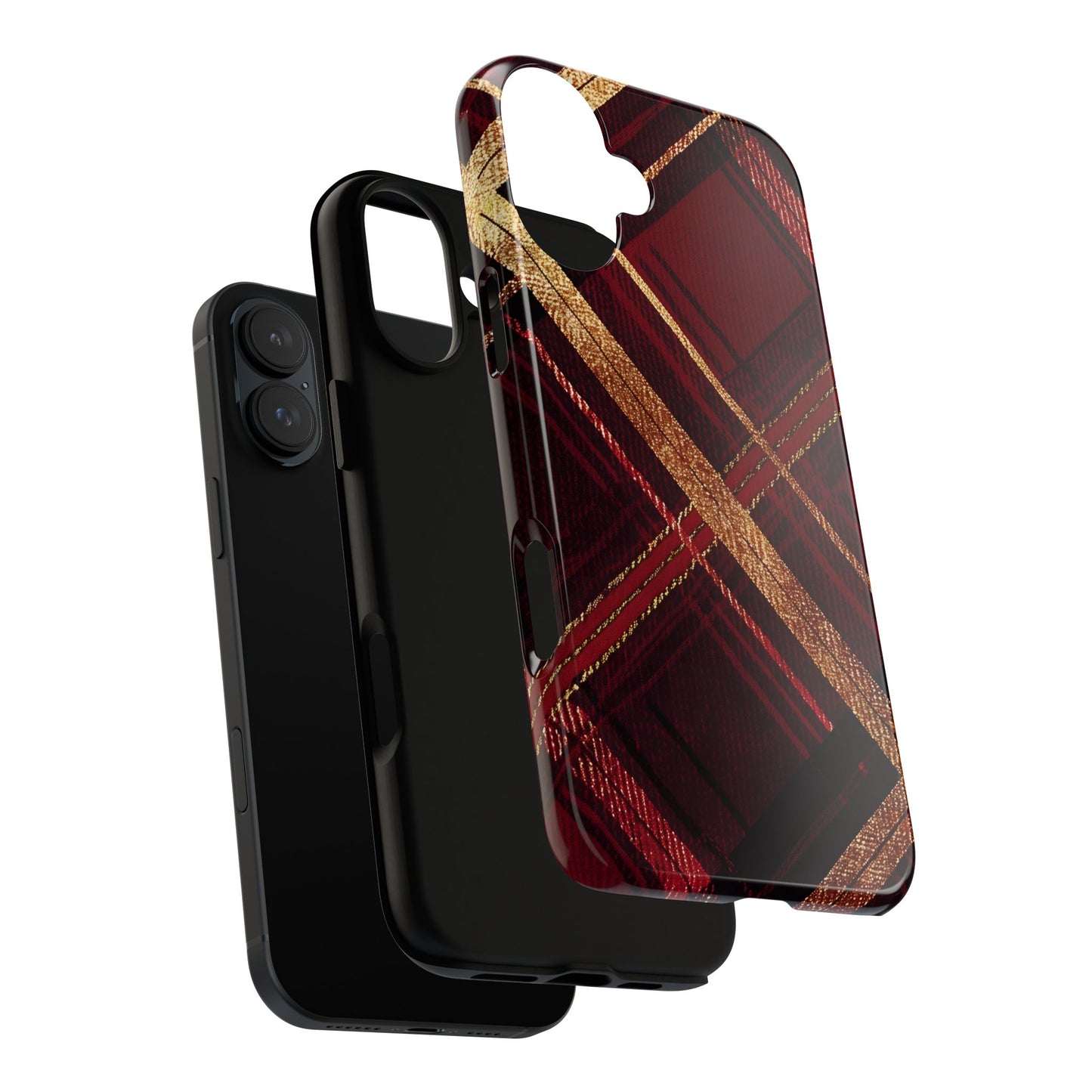 Crimson Luxe Plaid – Tough Glossy iPhone Case