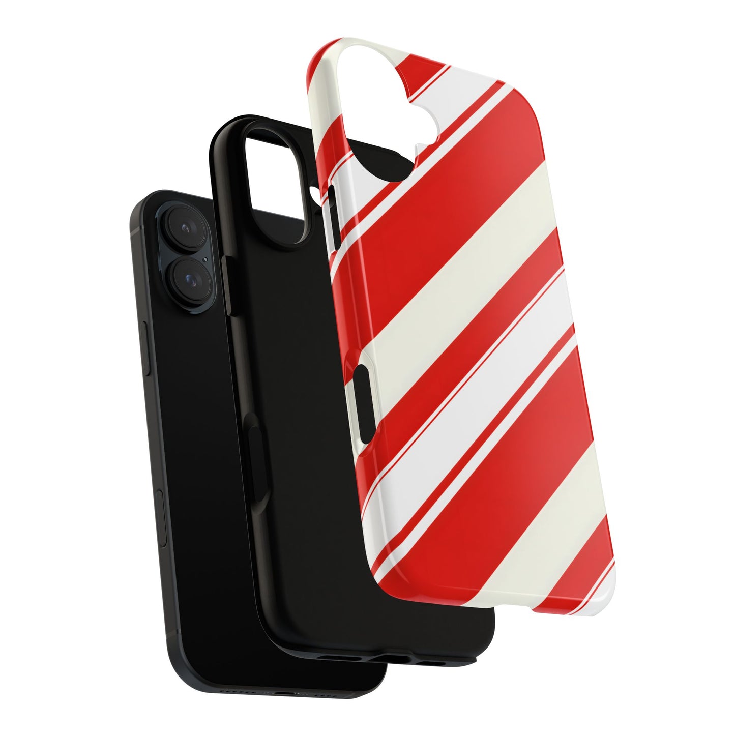 Crimson Holiday Stripes – Tough Glossy iPhone Case