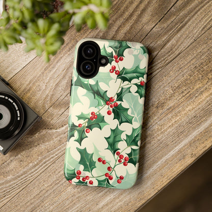 Winter Holly Charm – Tough Glossy iPhone Case