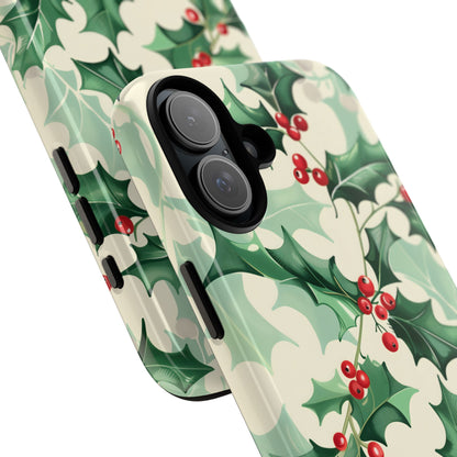 Winter Holly Charm – Tough Glossy iPhone Case