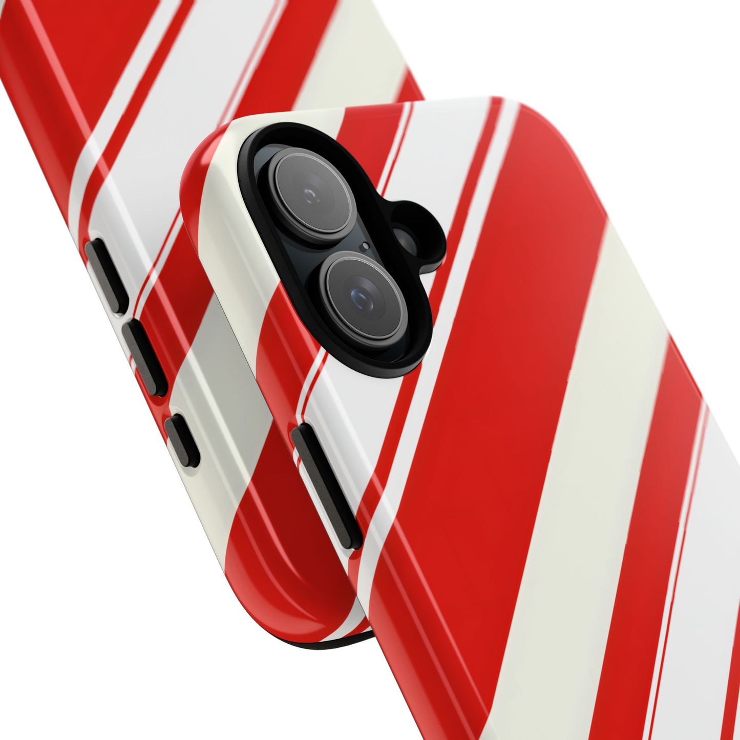 Crimson Holiday Stripes – Tough Glossy iPhone Case