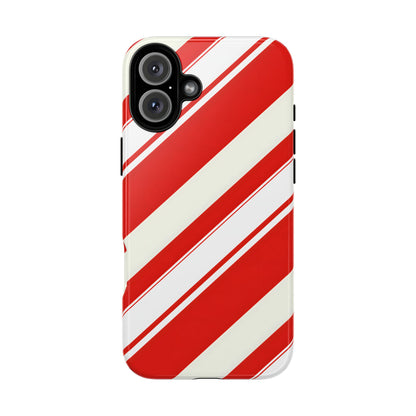 Crimson Holiday Stripes – Tough Glossy iPhone Case