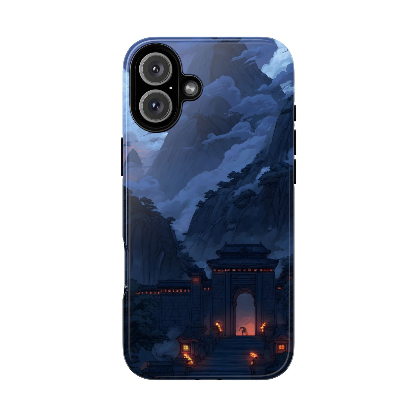 🌲 Mountain Fortress – Tough Glossy iPhone Case