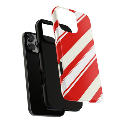 Crimson Holiday Stripes – Tough Glossy iPhone Case