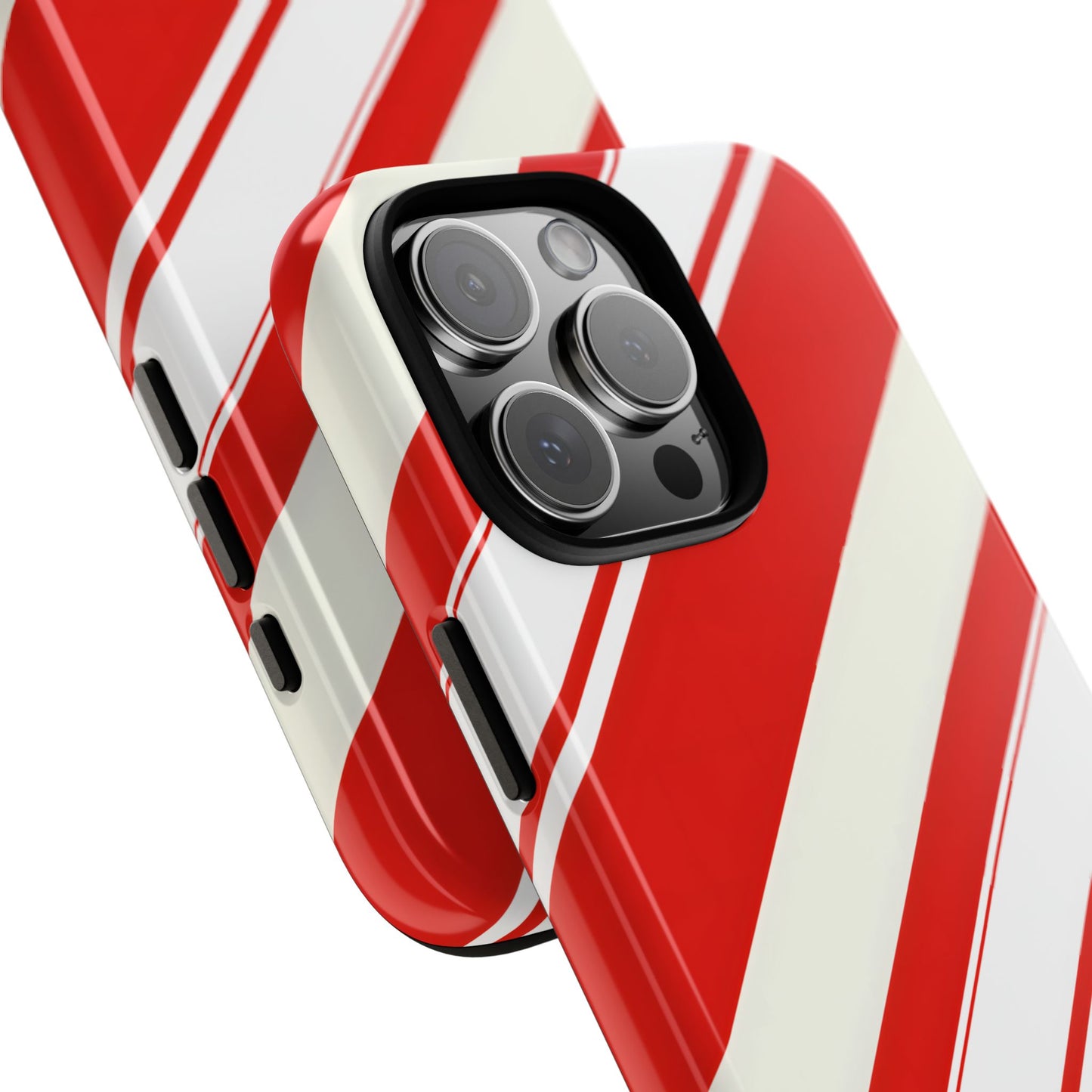 Crimson Holiday Stripes – Tough Glossy iPhone Case