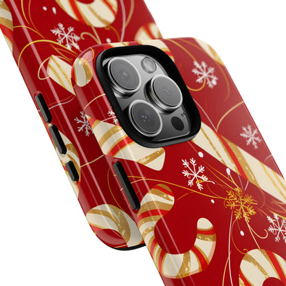 Golden Candy Cane Luxe – Tough Glossy iPhone Case