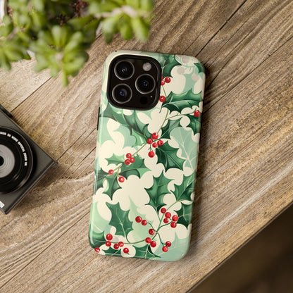 Winter Holly Charm – Tough Glossy iPhone Case