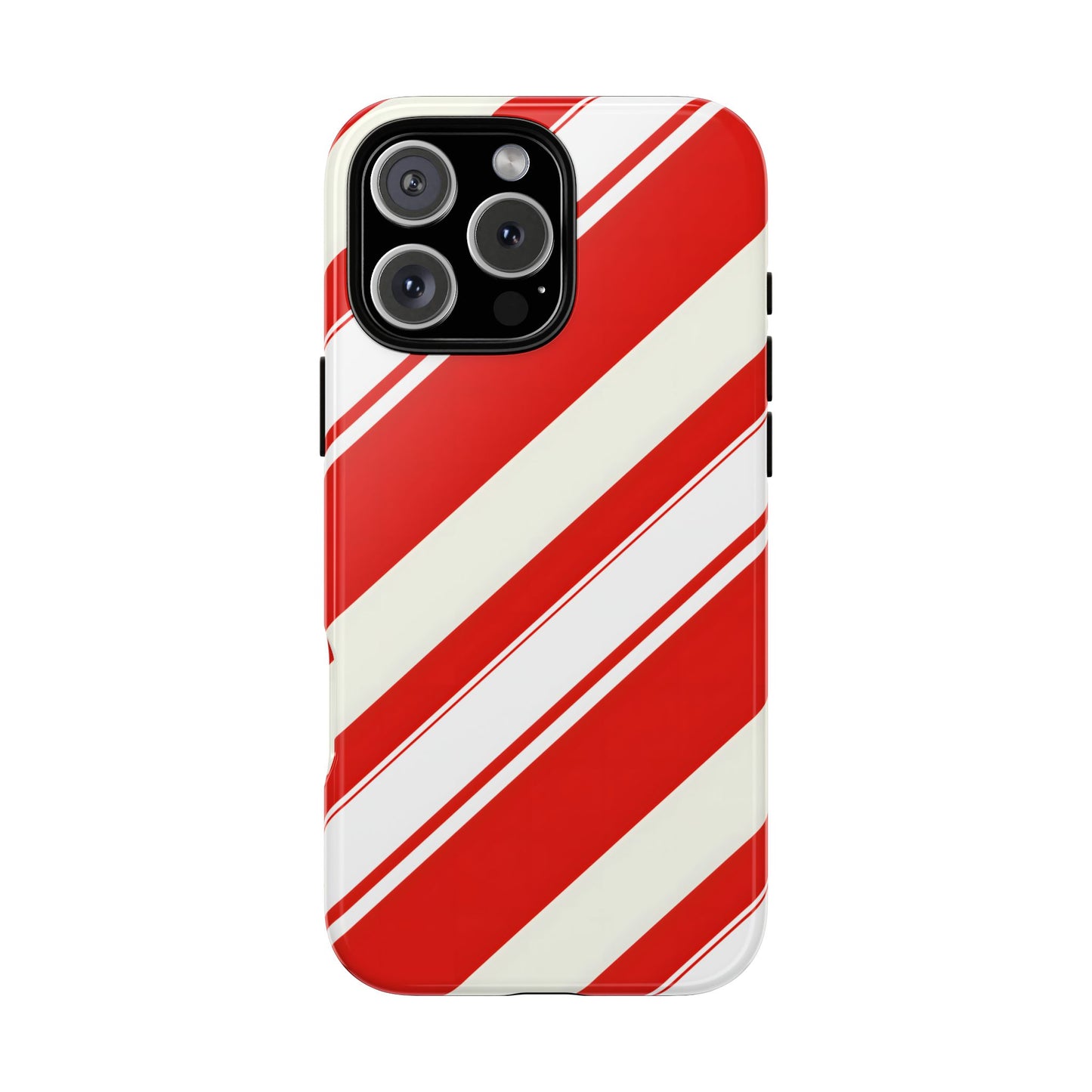 Crimson Holiday Stripes – Tough Glossy iPhone Case