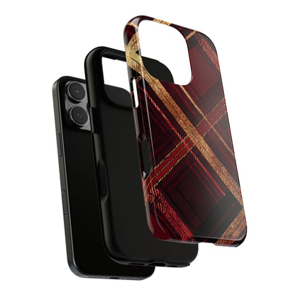 Crimson Luxe Plaid – Tough Glossy iPhone Case