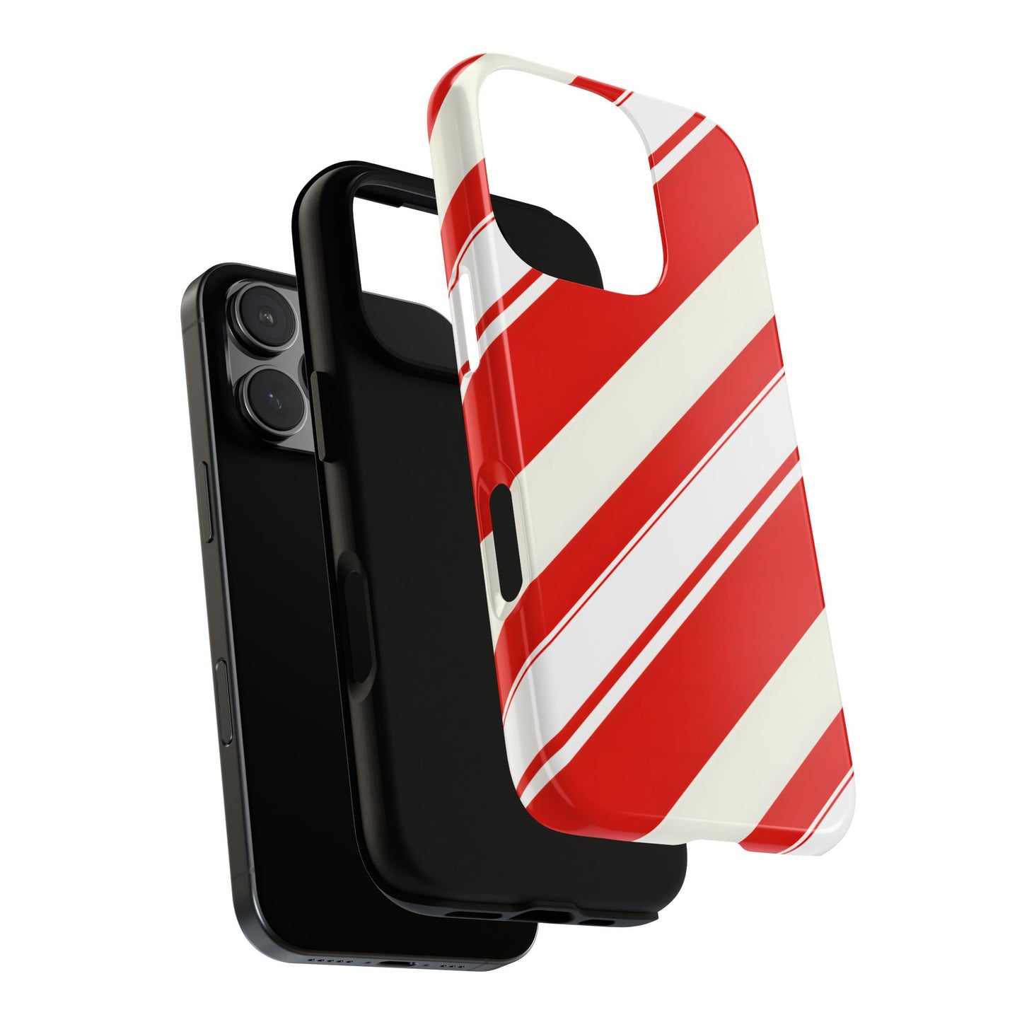 Crimson Holiday Stripes – Tough Glossy iPhone Case