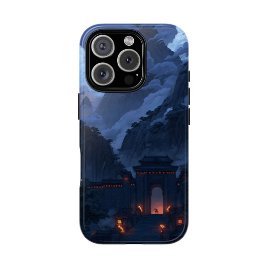 🌲 Mountain Fortress – Tough Glossy iPhone Case
