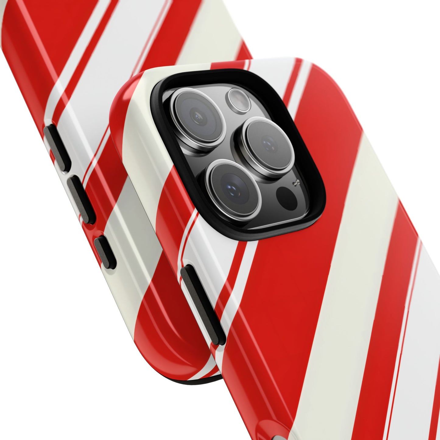Crimson Holiday Stripes – Tough Glossy iPhone Case