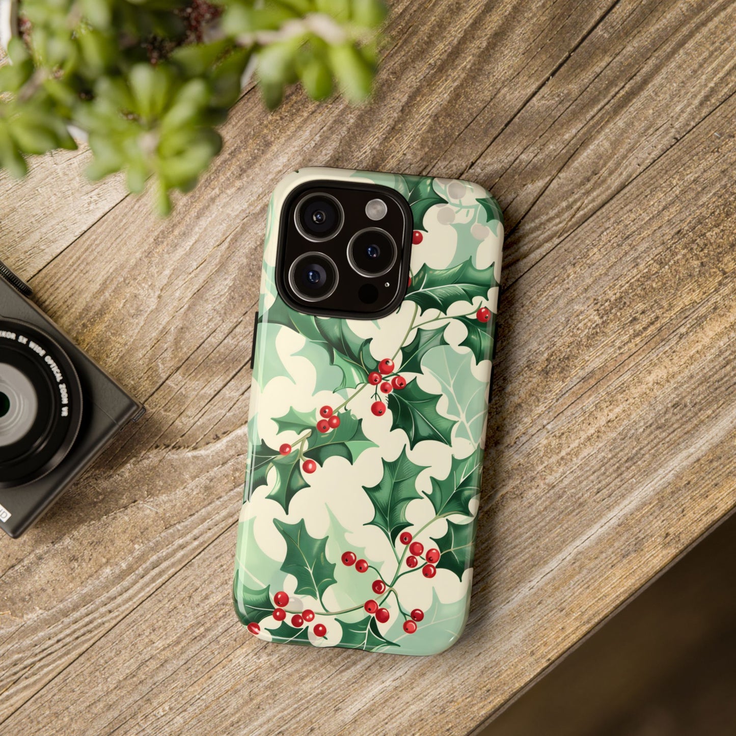 Winter Holly Charm – Tough Glossy iPhone Case
