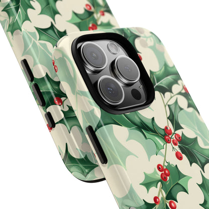 Winter Holly Charm – Tough Glossy iPhone Case