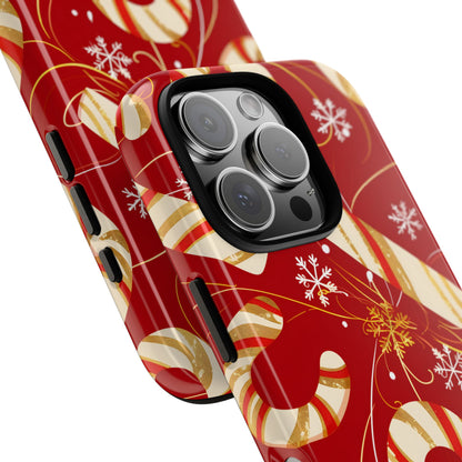 Golden Candy Cane Luxe – Tough Glossy iPhone Case