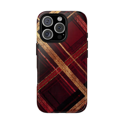 Crimson Luxe Plaid – Tough Glossy iPhone Case