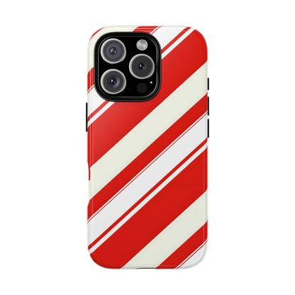 Crimson Holiday Stripes – Tough Glossy iPhone Case