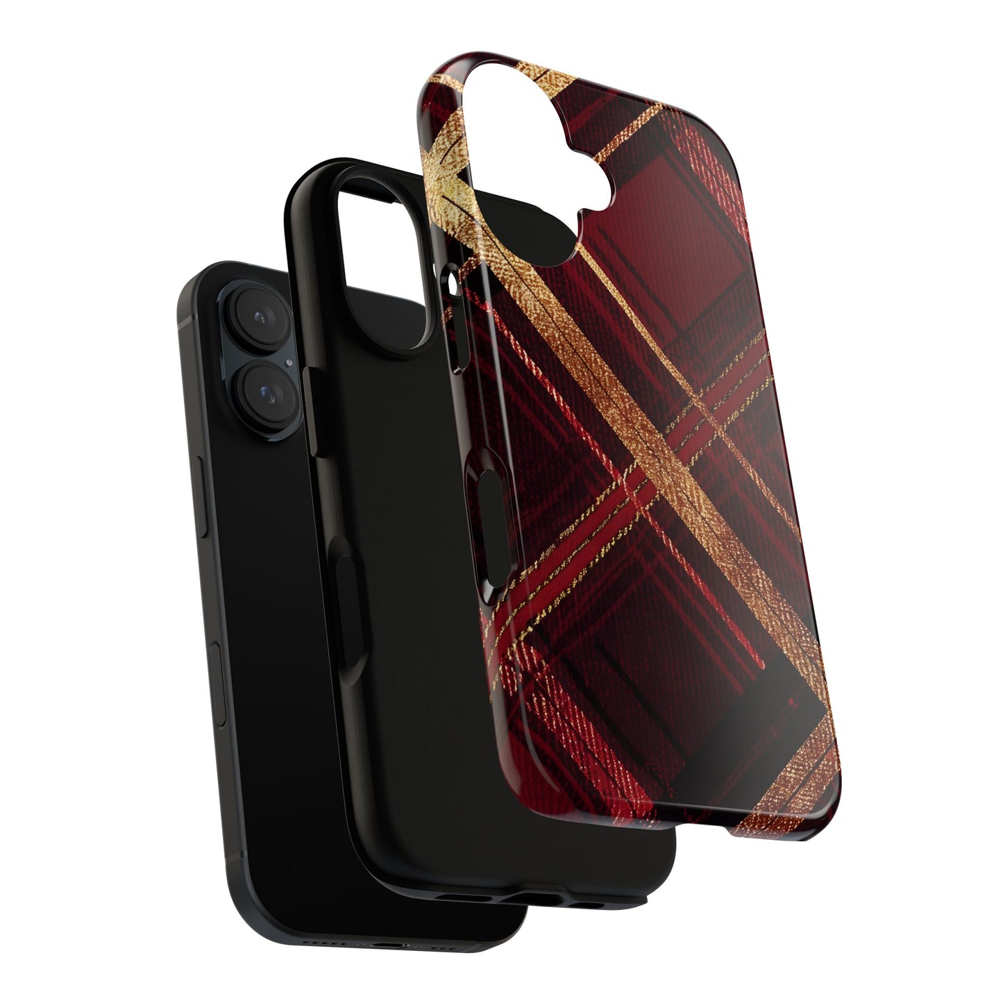 Crimson Luxe Plaid – Tough Glossy iPhone Case