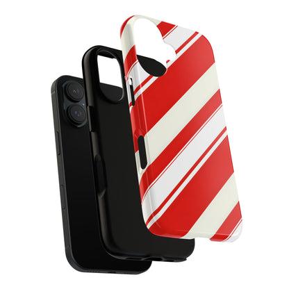 Crimson Holiday Stripes – Tough Glossy iPhone Case